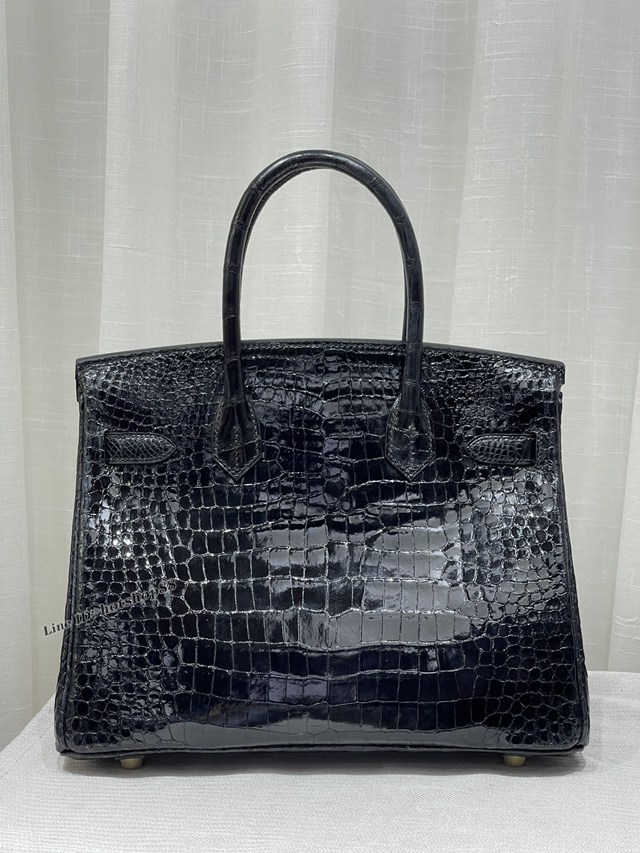 Hermes專櫃經典款手提女包 愛馬仕crocodile Leather hcp灣鱷倒v金扣全手工鱷魚手袋 zhh1217